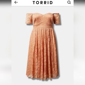 Torrid Midi Lace off the shoulder skater dress